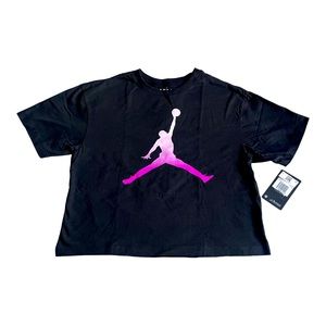 Jordan Girls Youth 12-13 Years Old Black Tees Shirt Cropped Top
